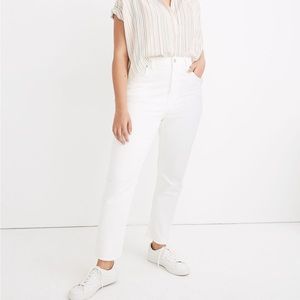 Madewell White High-Rise Slim Crop Boyjean
